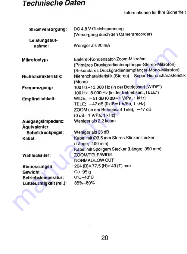 Panasonic VW-VMS1E Operating Instructions Manual Download Page 20