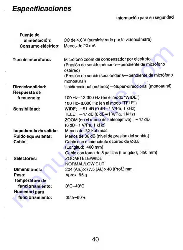 Panasonic VW-VMS1E Operating Instructions Manual Download Page 40