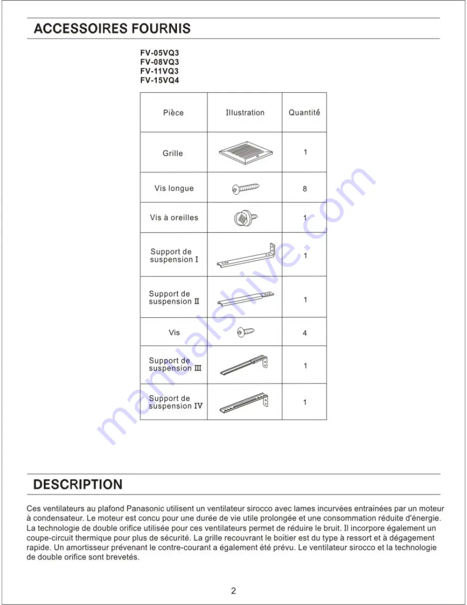 Panasonic WhisperCeiling FV-15VQ4 Скачать руководство пользователя страница 2