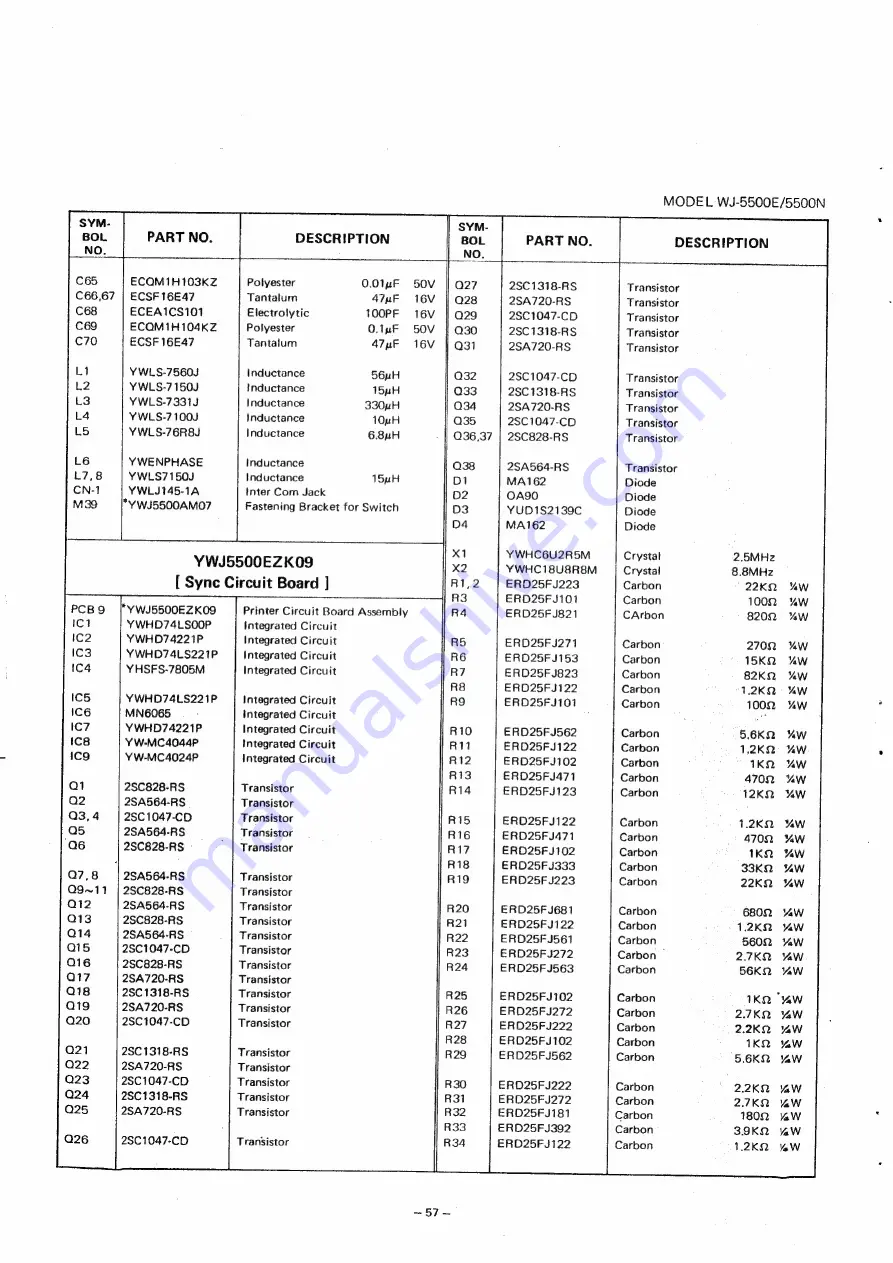 Panasonic WJ-5500N Service Manual Download Page 58