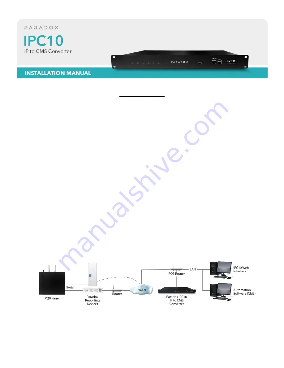 Paradox IPC10 Installation Manual Download Page 1