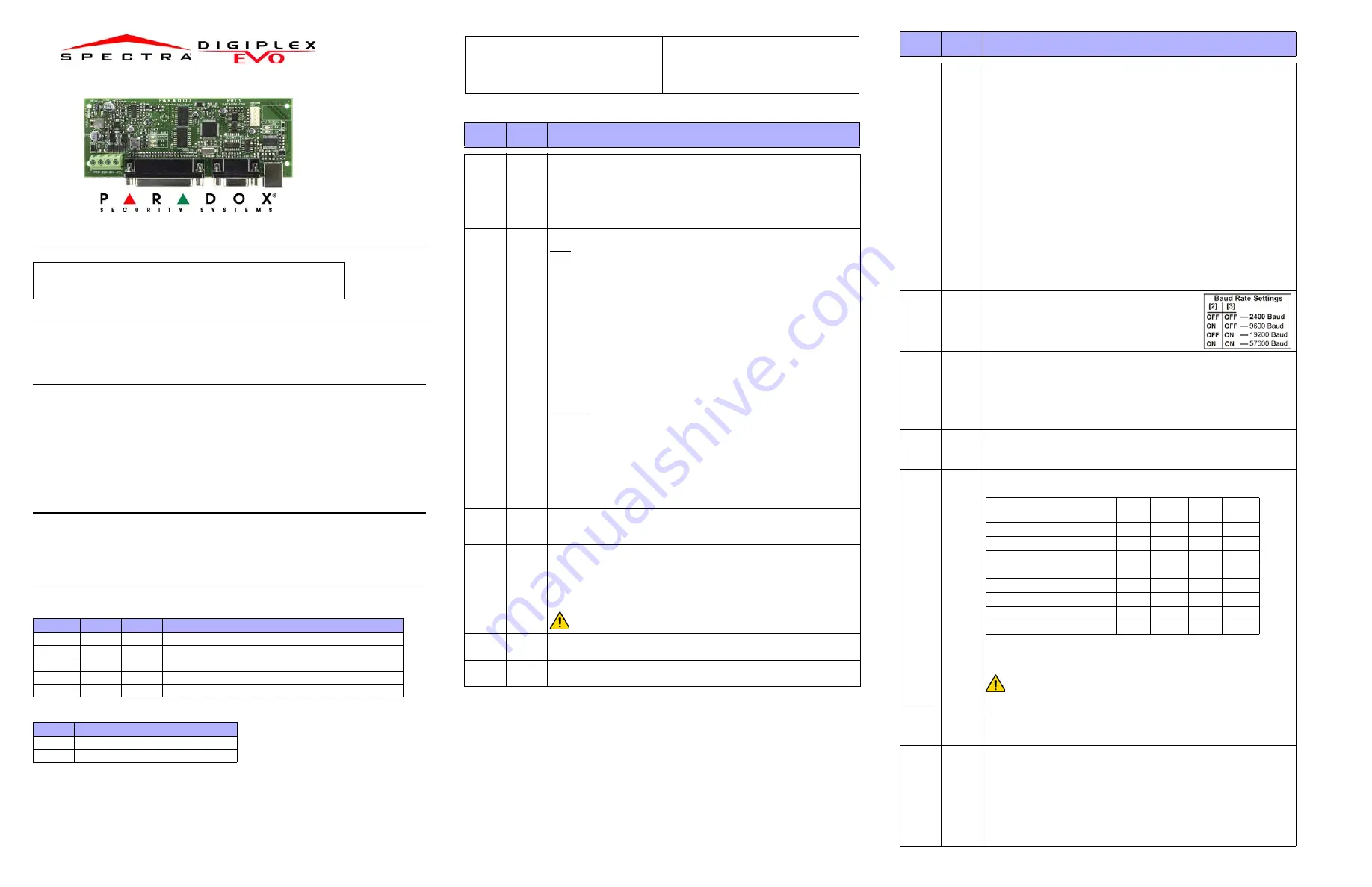 Paradox PRT3 Quick Manual Download Page 1