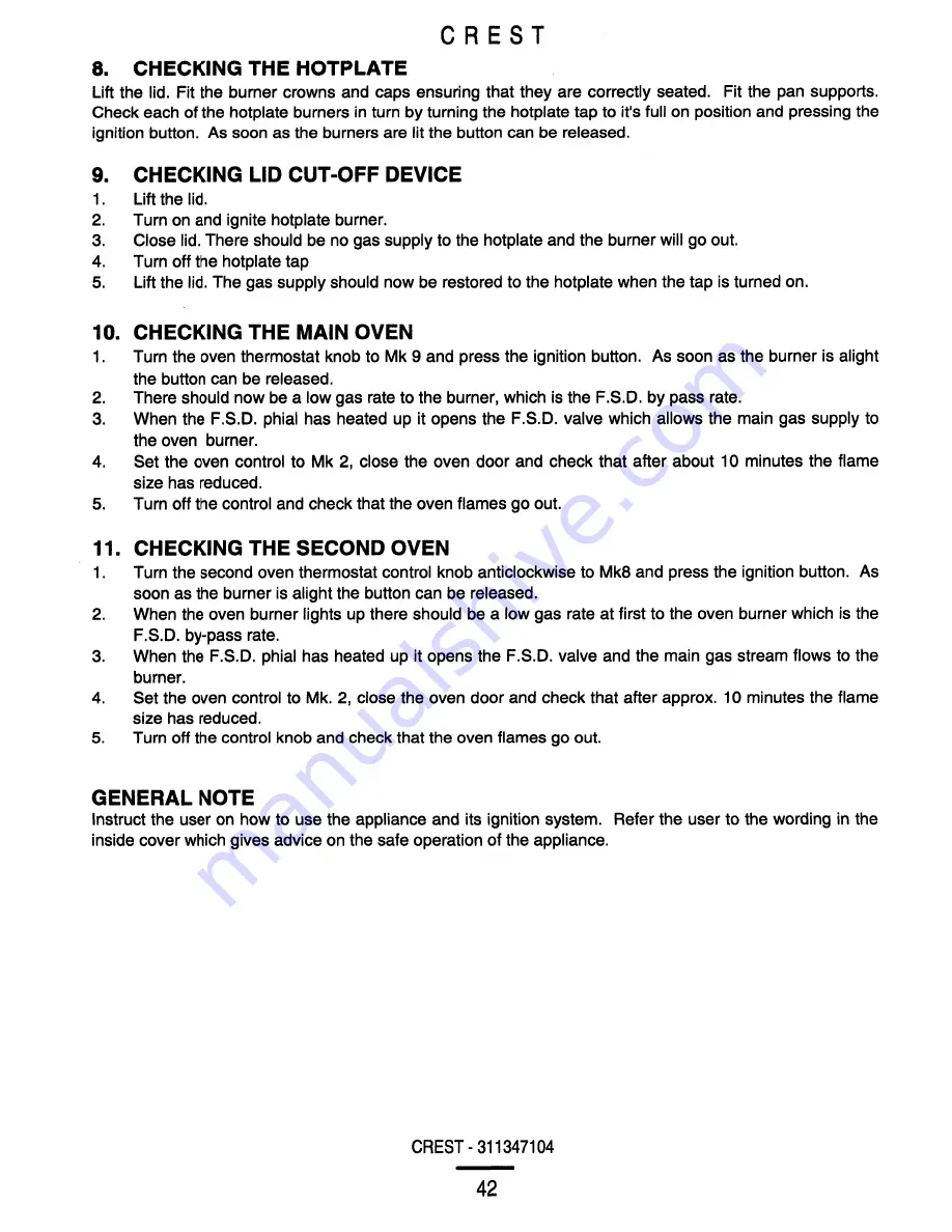 Parkinson Cowan CREST Owners Handbook And Installation Instructions Download Page 42