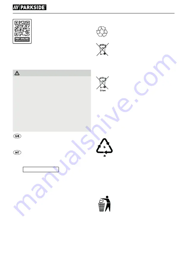 Parkside PSBSA 20-LI B2 Original Instructions Manual Download Page 57