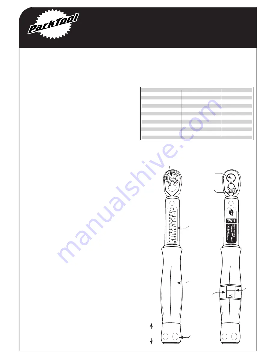 parktool TW-5 Instructions Download Page 3