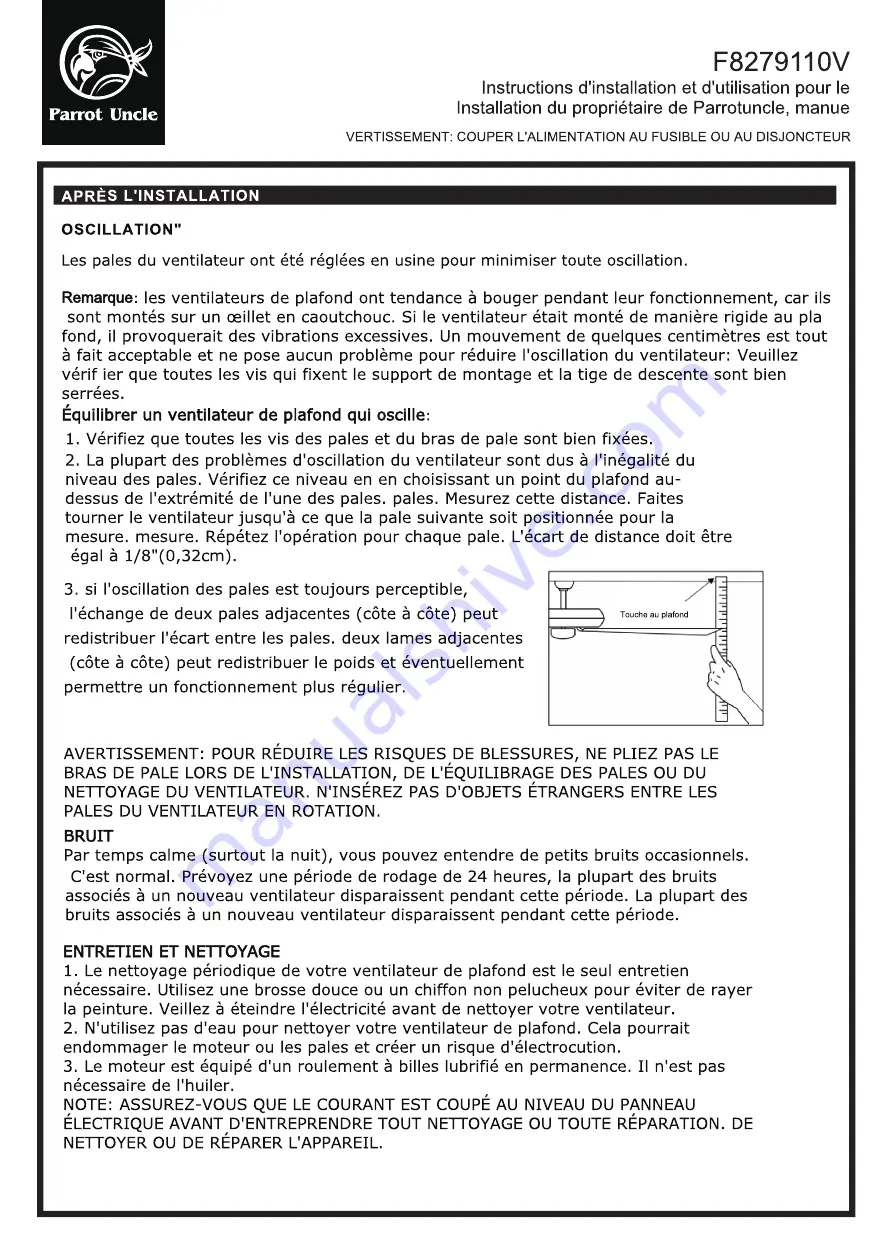 Parrot Uncle F8279110V Installation & Operating Instructions Manual Download Page 40