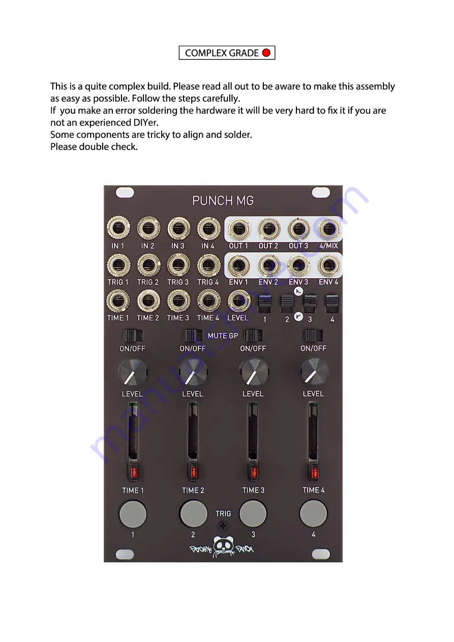 Patching Panda PUNCH MG Quick Start Manual Download Page 1