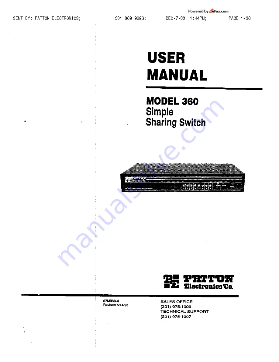 Patton electronics 360 User Manual Download Page 1