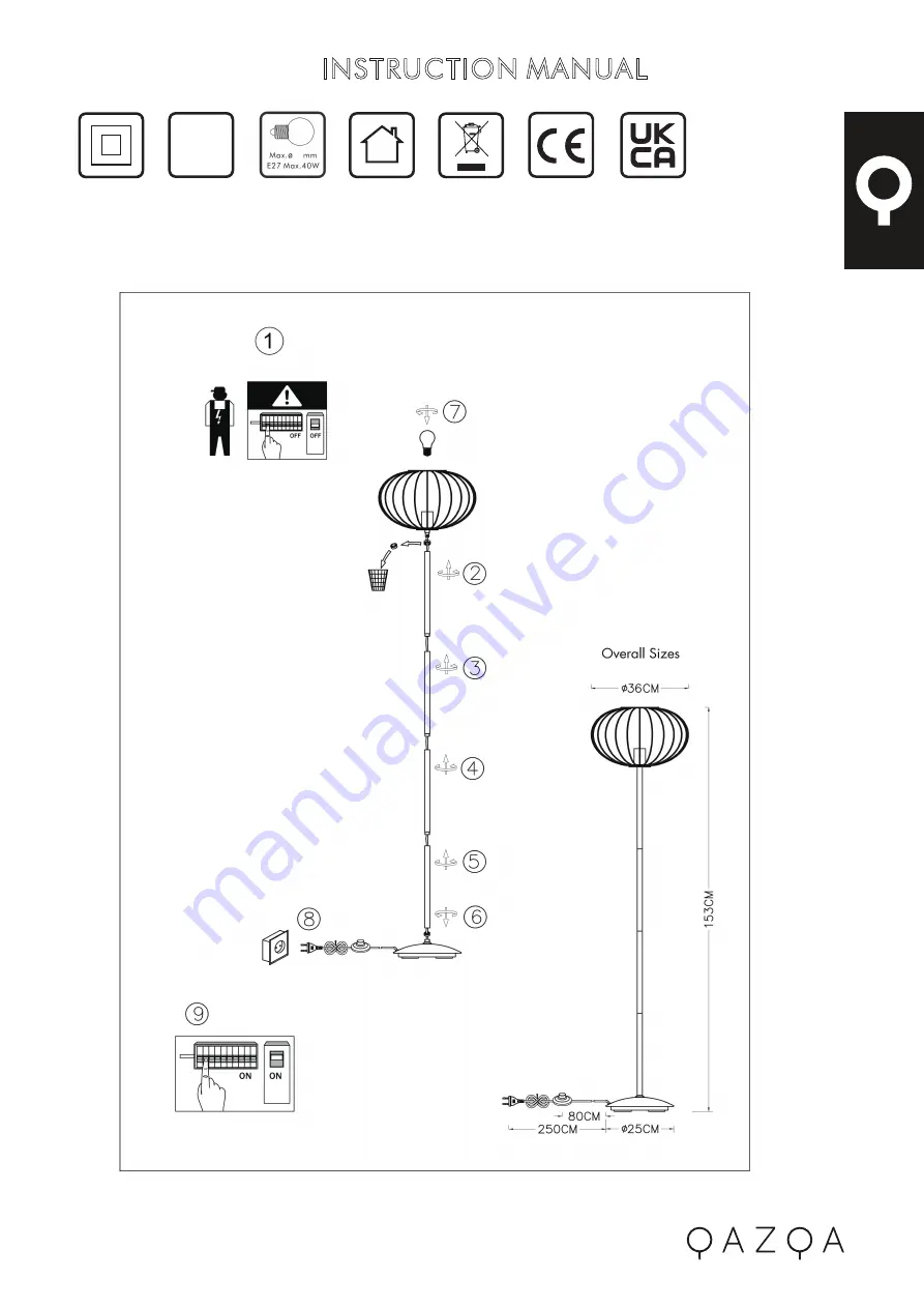 Qazqa Margarita FL 36 Black Instruction Manual Download Page 1