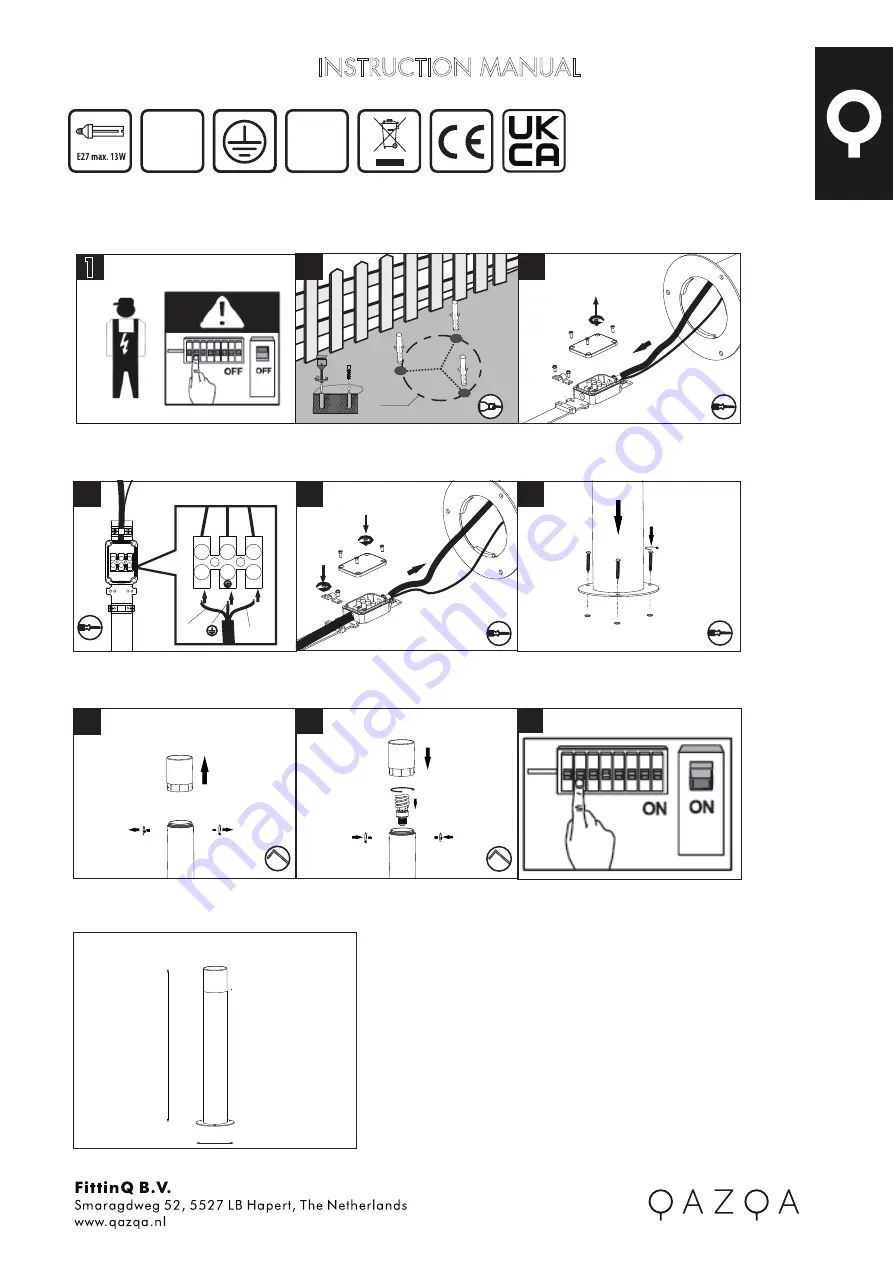 Qazqa Odense P50 Black Instruction Manual Download Page 1