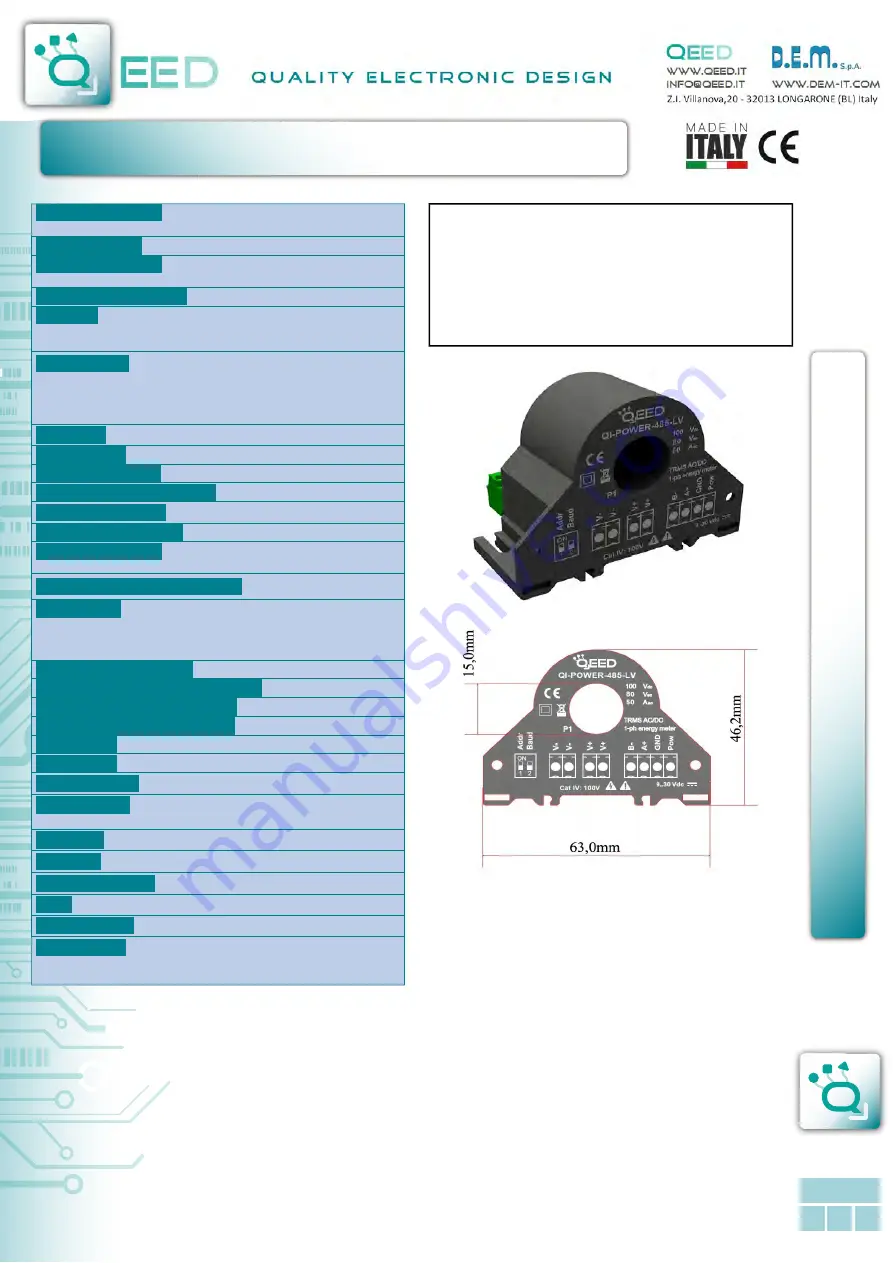 QEED QI-POWER-485-LV Quick Manual Download Page 1