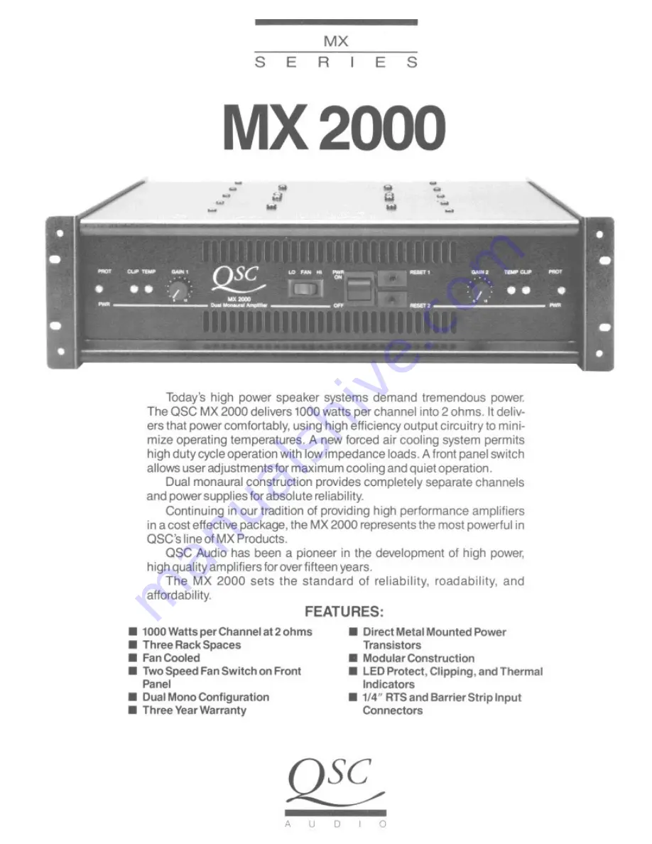 QSC MX 2000 Скачать руководство пользователя страница 1