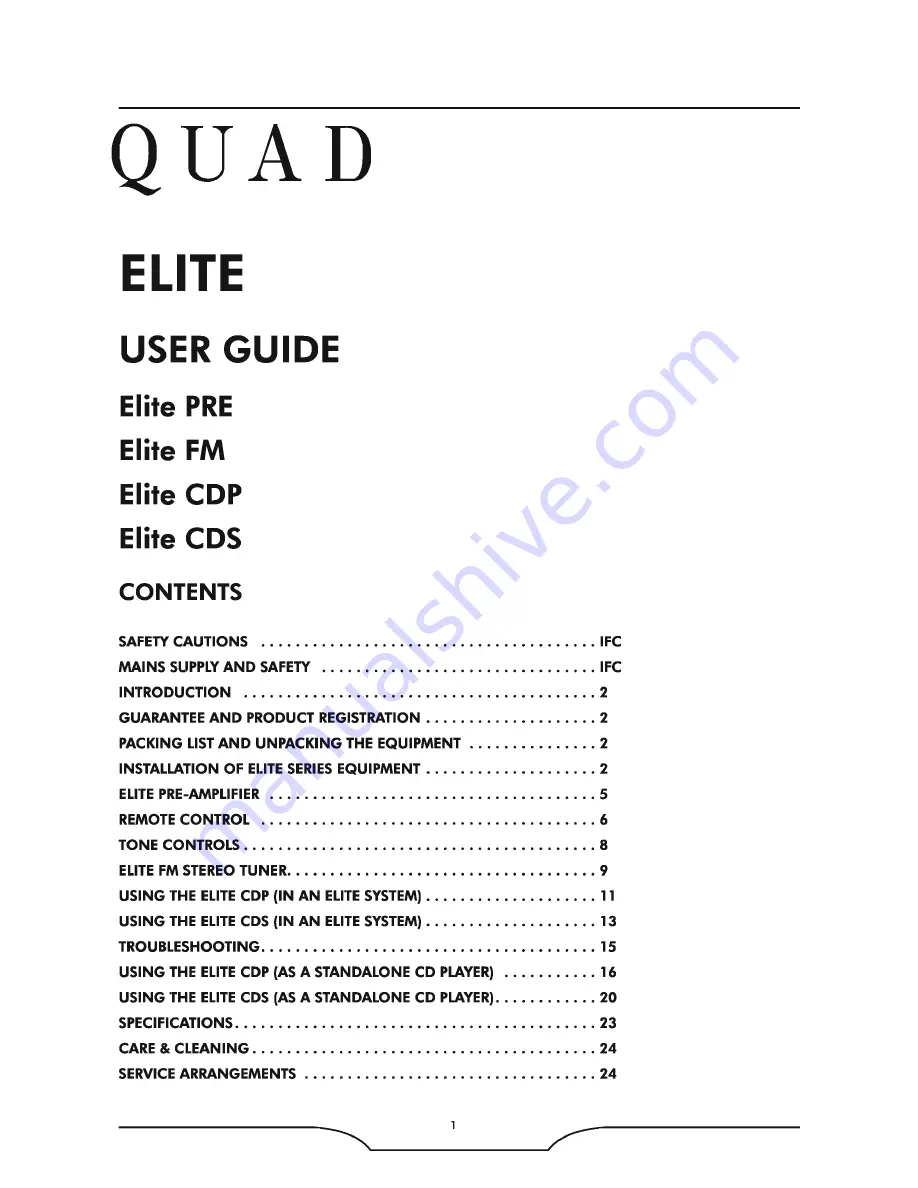 QUAD Elite Series Owner'S Manual Download Page 3