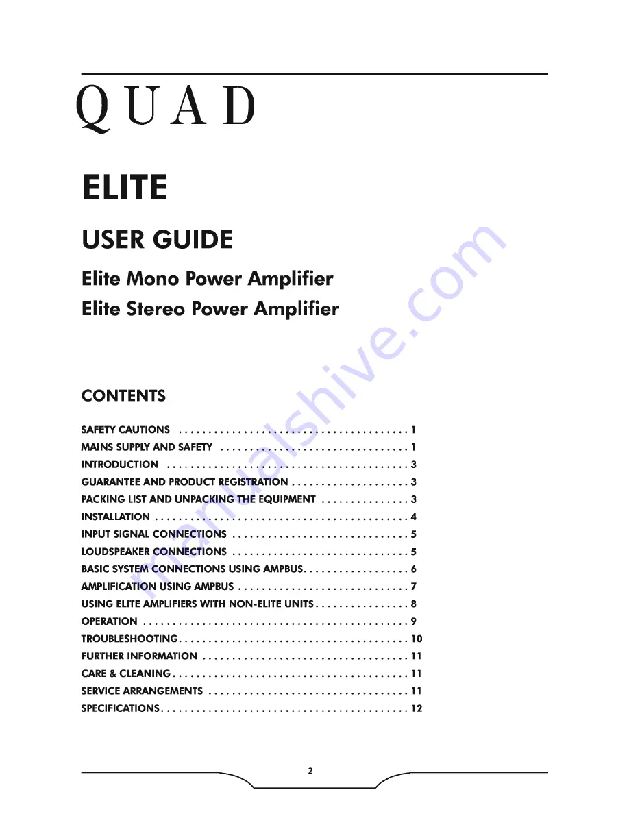 QUAD Elite Series Owner'S Manual Download Page 31