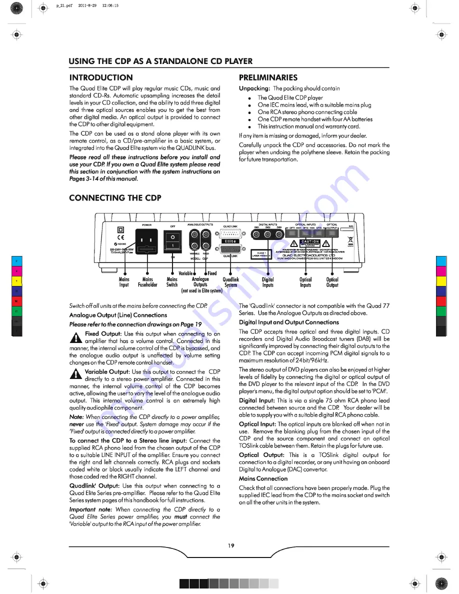 QUAD Home Theater System User Manual Download Page 22