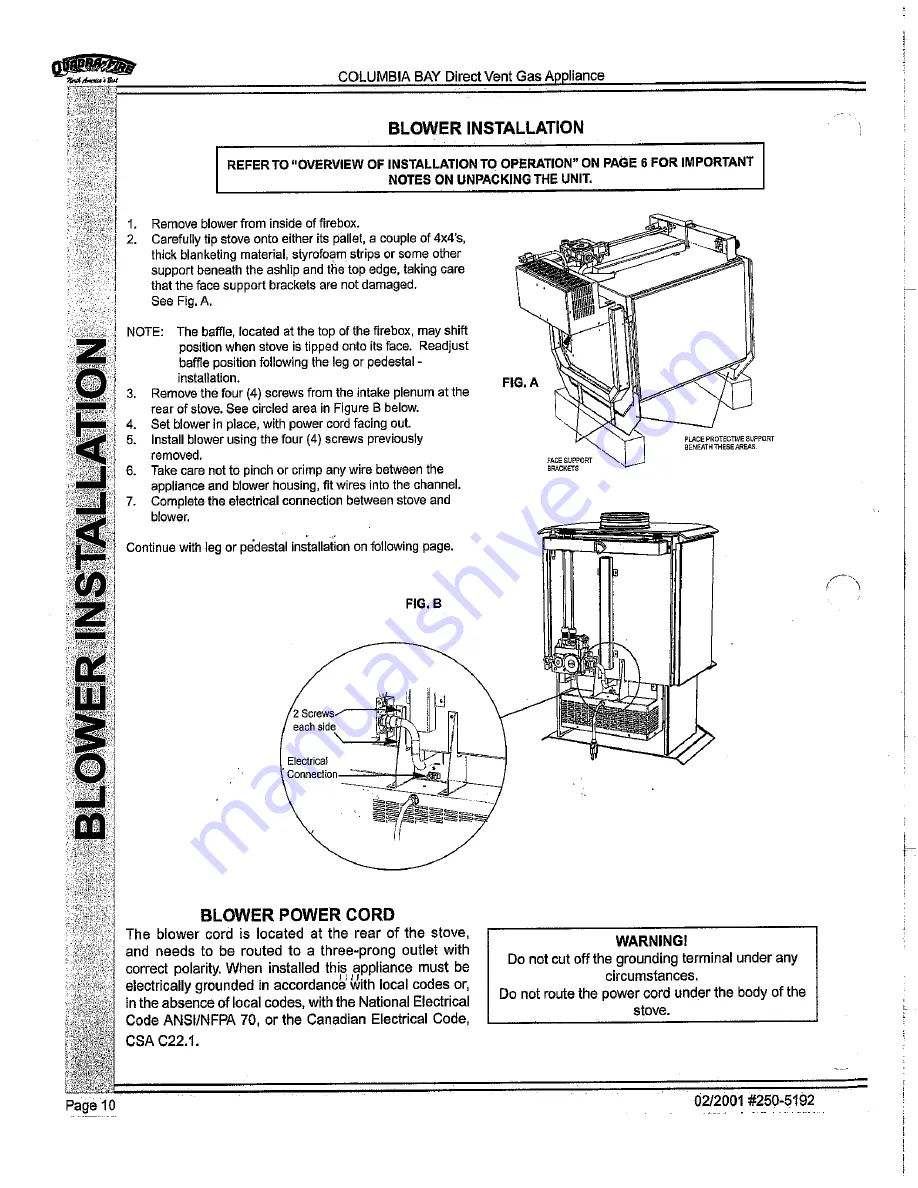 Quadra-Fire COLUMBIA BAY Installation, Venting, Operation & Maintenance Manual Download Page 10