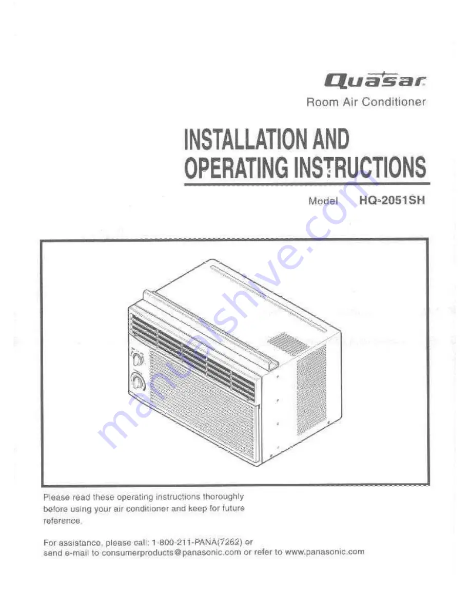 Quasar HQ-2051SH Installation And Operating Instructions Manual Download Page 1