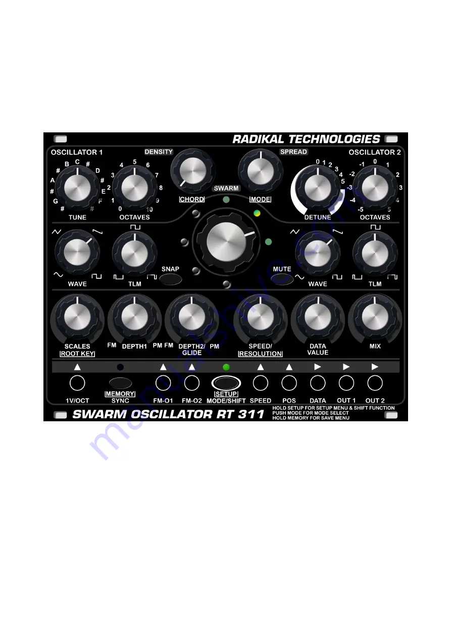 RADIKAL TECHNOLOGIES Swarm Oscillator RT-311 Quick Start Manual Download Page 1