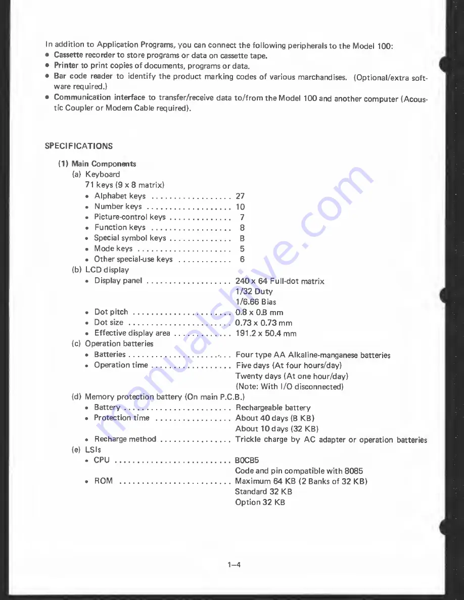 Radio Shack TRS-80 Model 100 Скачать руководство пользователя страница 10