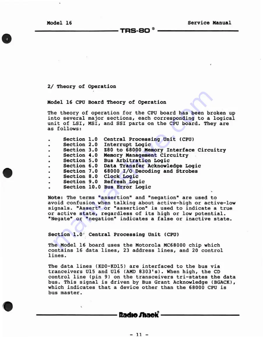 Radio Shack TRS-80 Model 16 Service Manual Download Page 11