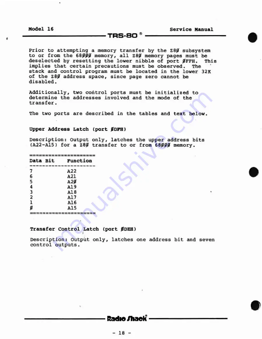 Radio Shack TRS-80 Model 16 Service Manual Download Page 18