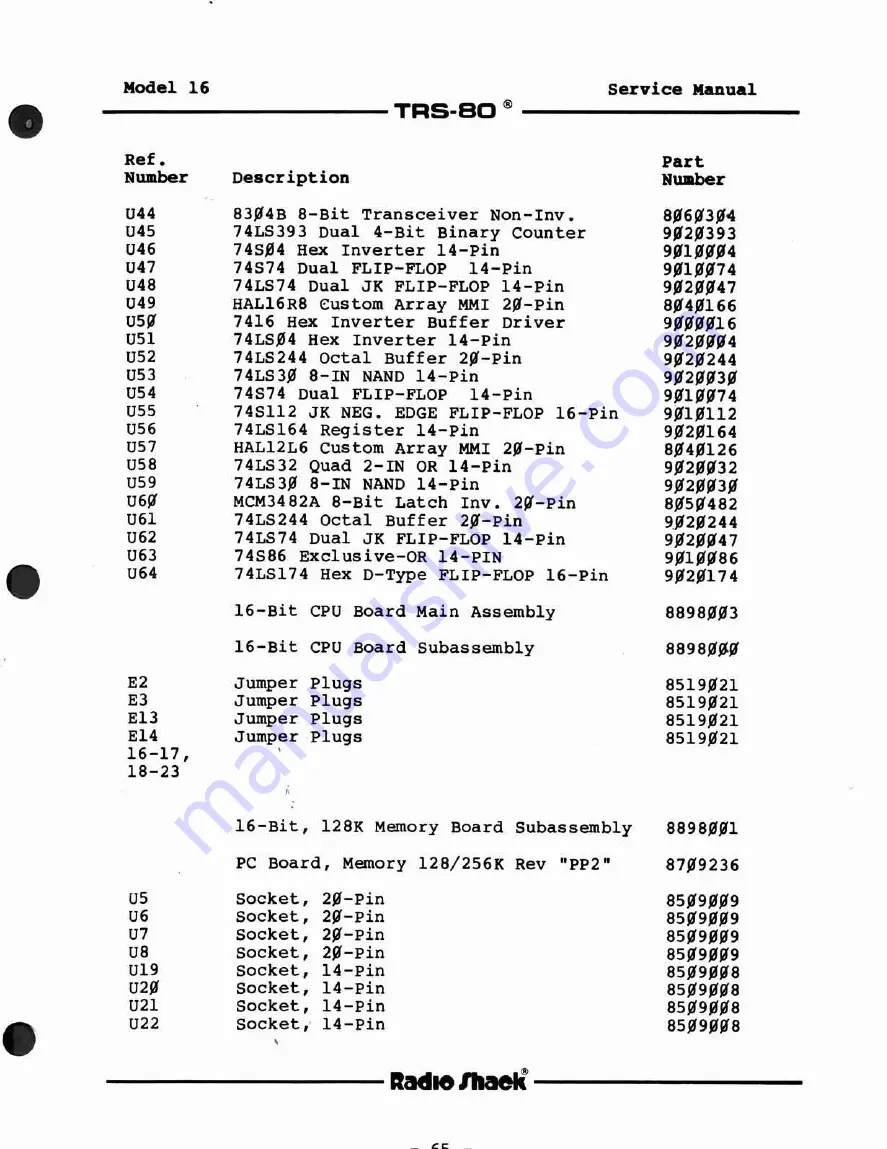 Radio Shack TRS-80 Model 16 Скачать руководство пользователя страница 65