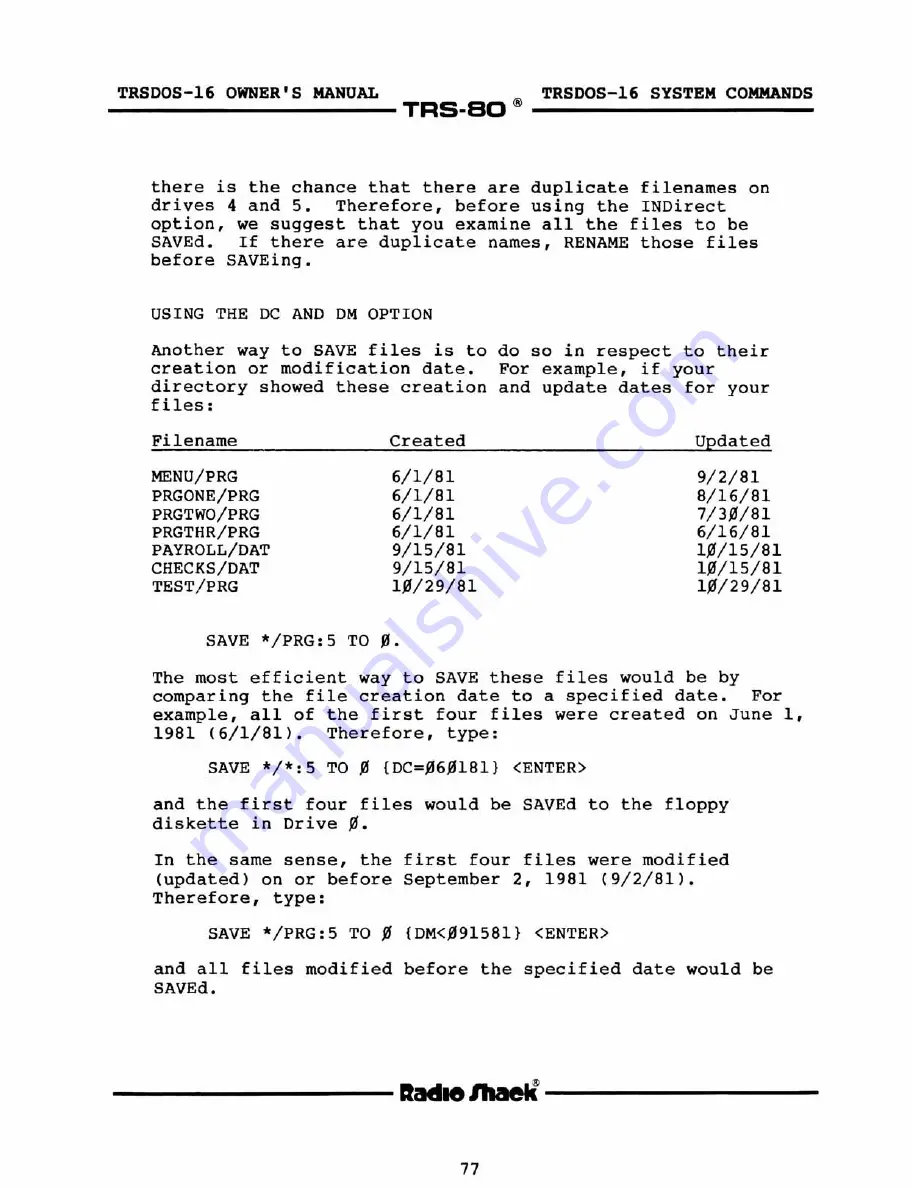 Radio Shack TRS-80 Model 16 User Manual Download Page 83