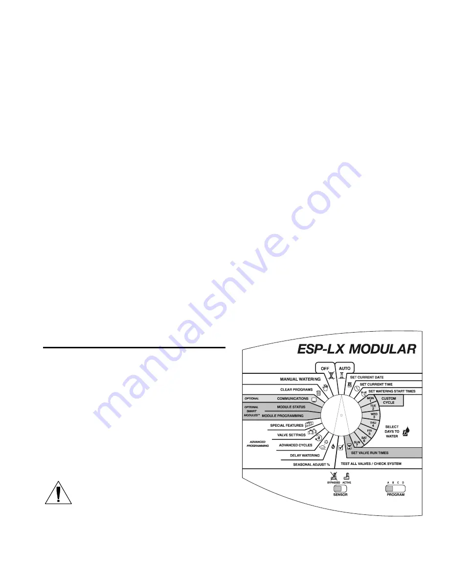 Rain Bird ESP-LX Installation, Programming, & User Manual Download Page 9