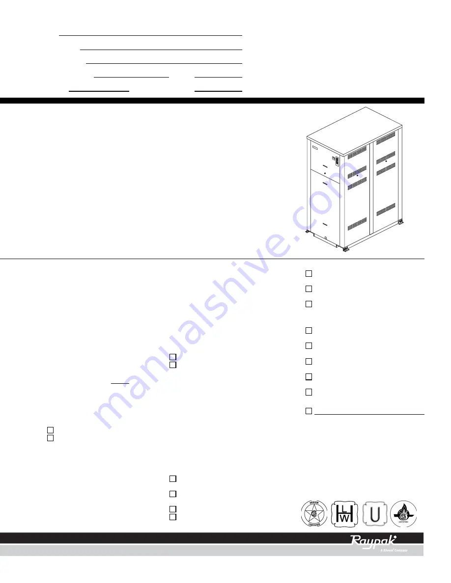 Raypak 1005-2005 Specification Sheet Download Page 1