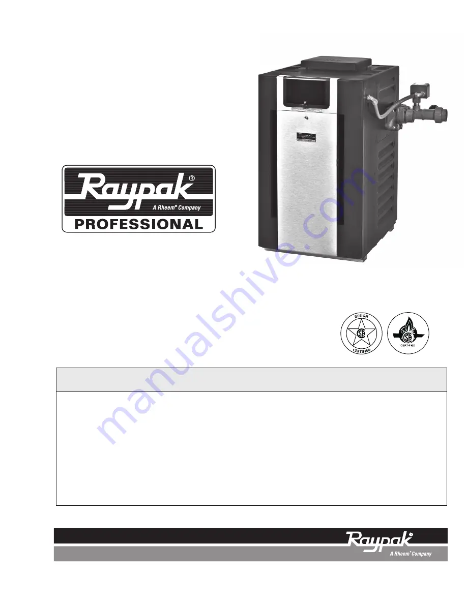 Raypak 408 Installation And Operation Manual Download Page 1