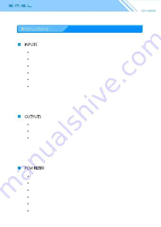 S.M.S.L D400 User Manual Download Page 18