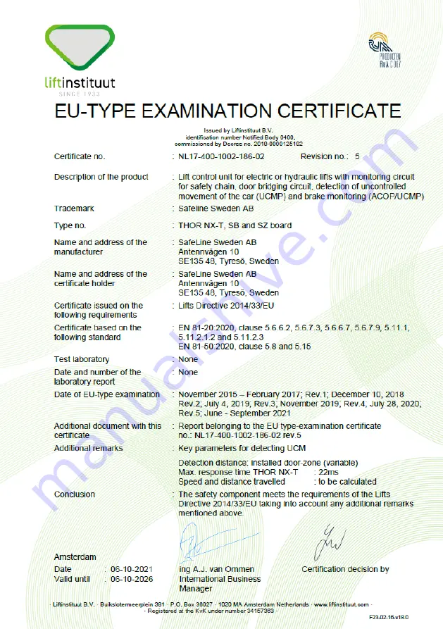 Safeline THOR Hardware Manual Download Page 19