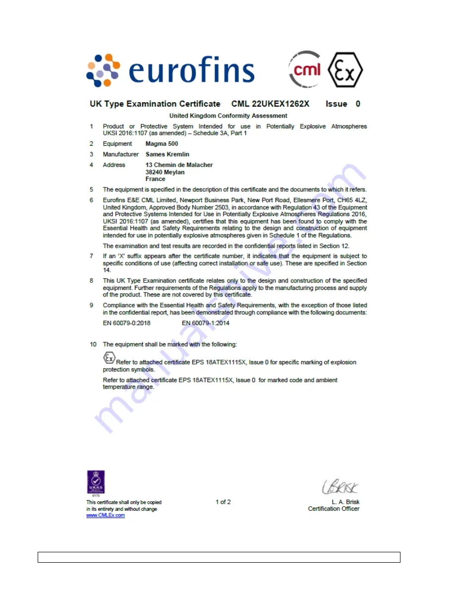 SAMES KREMLIN MAGMA 500 Manual Download Page 33