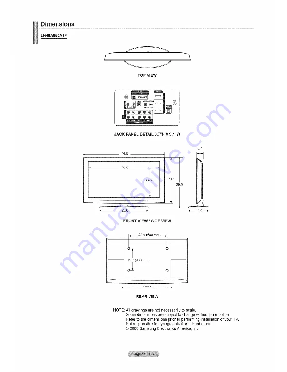 Samsung LN46A650 User Manual Download Page 109