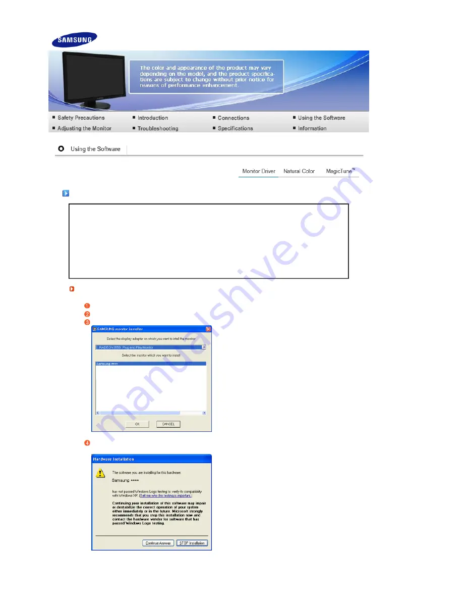 Samsung SyncMaster 245B, 245BW Owner'S Manual Download Page 23