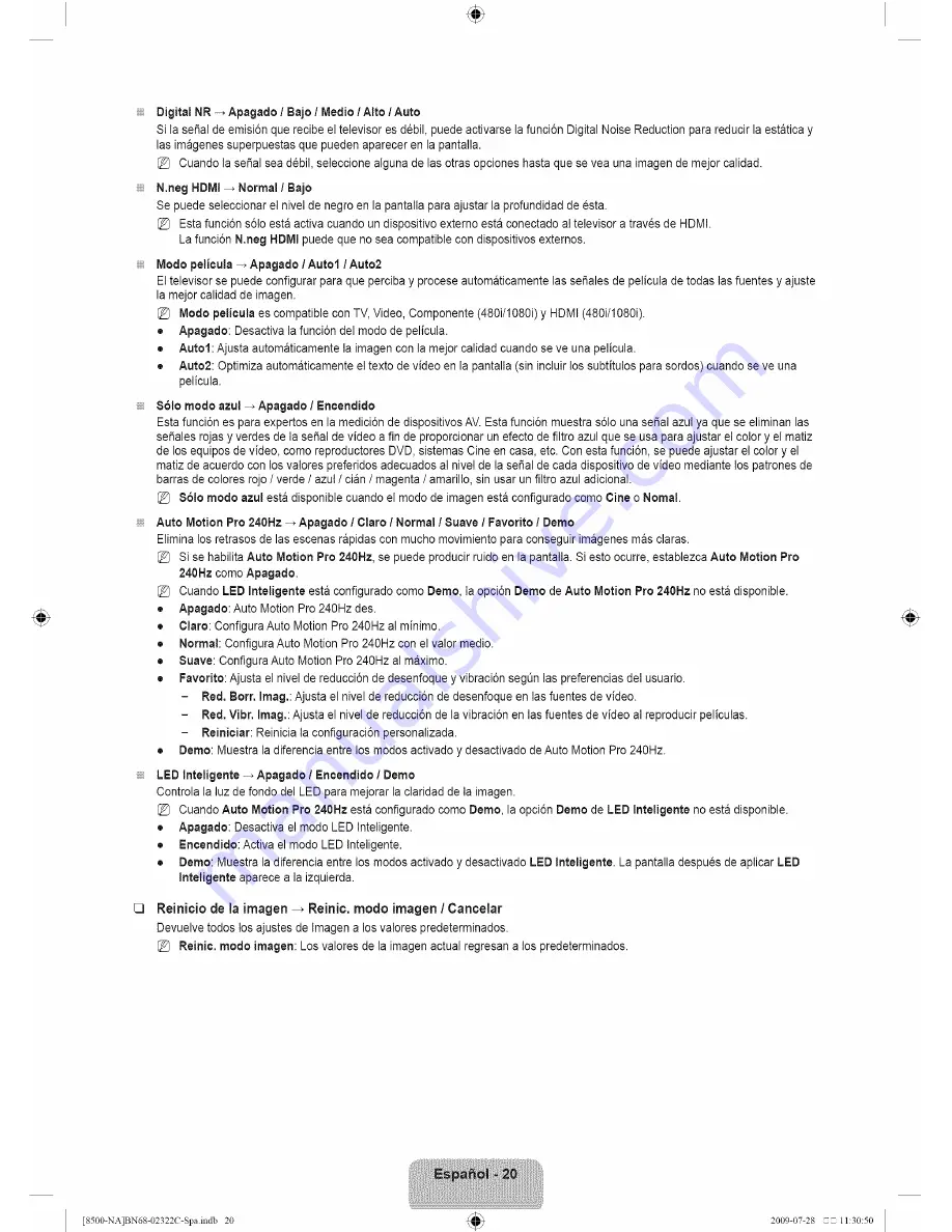 Samsung UN55B8500 Manual Del Usuario Download Page 22