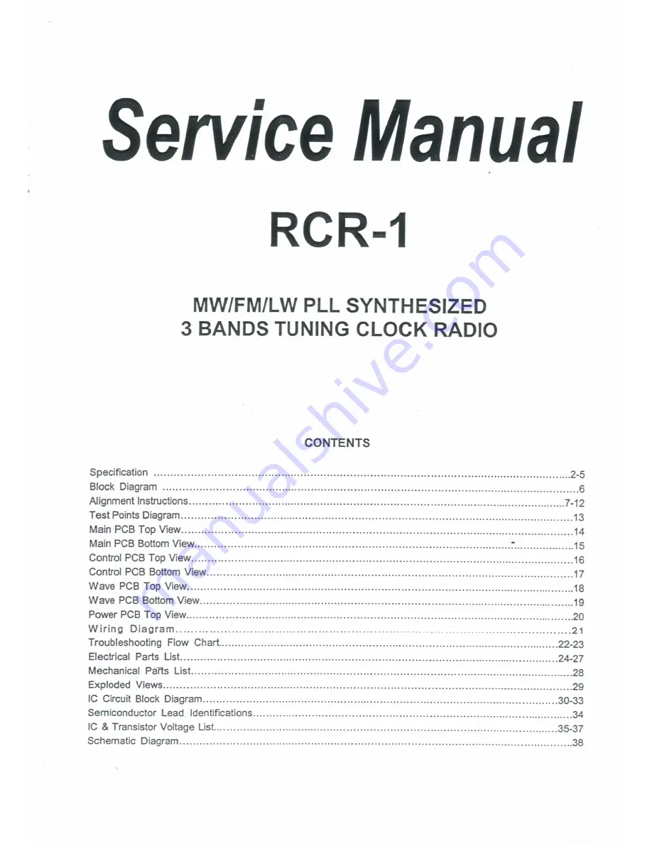 Sangean RCR-1 Скачать руководство пользователя страница 1