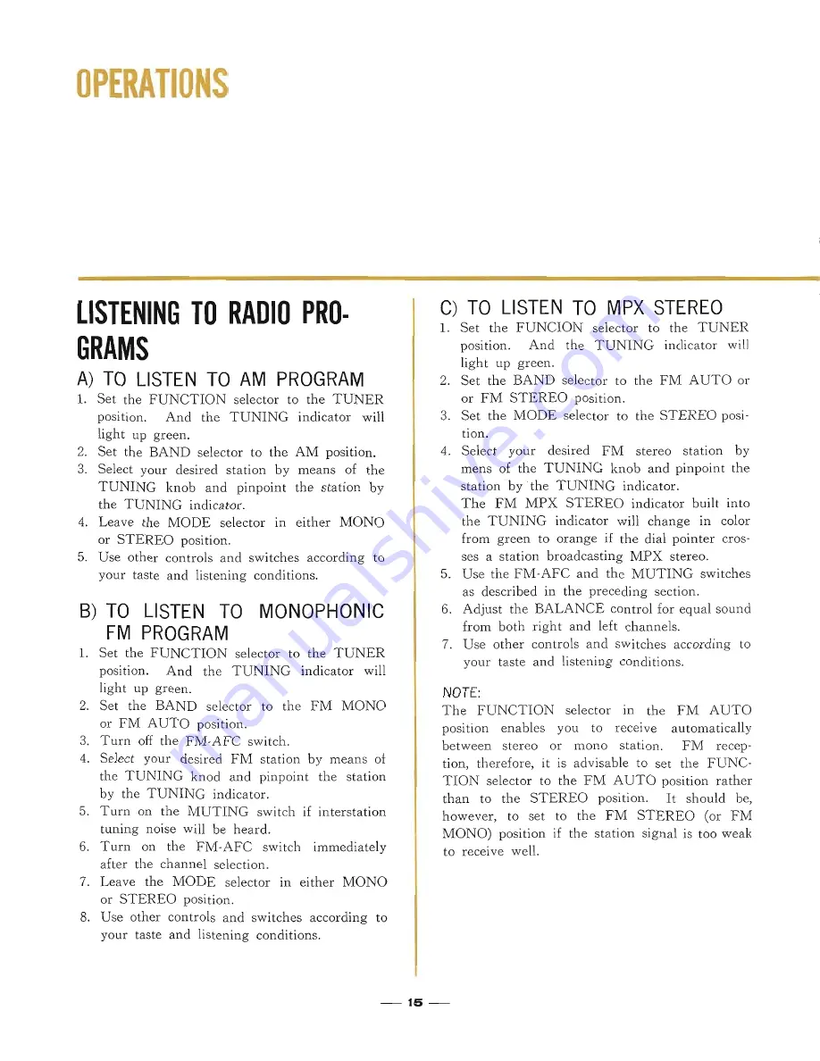 Sansui 3000 Operating Instructions Manual Download Page 16