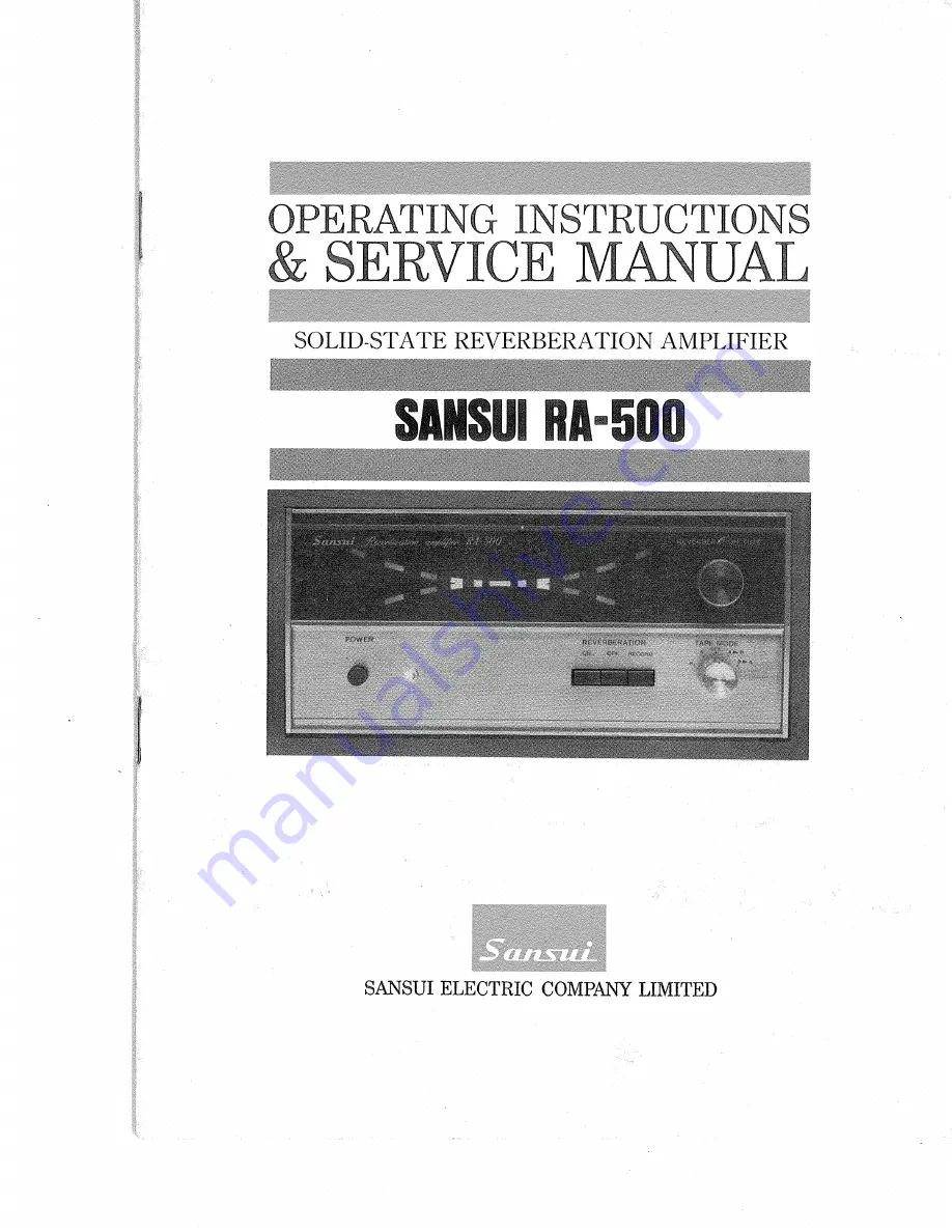 Sansui RA-500 Скачать руководство пользователя страница 1