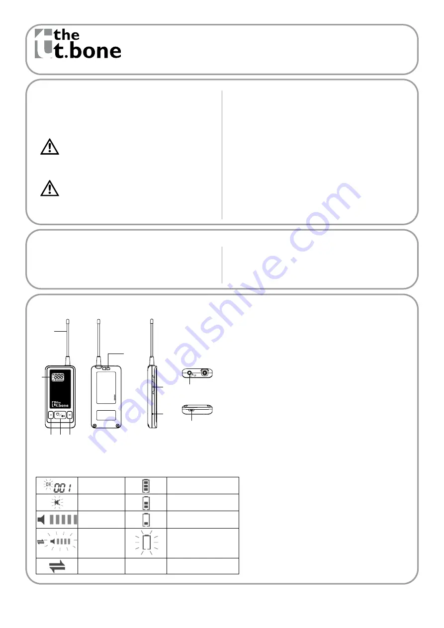 T.BONE Tour Guide Talkback Transmitter Quick Start Manual Download Page 1