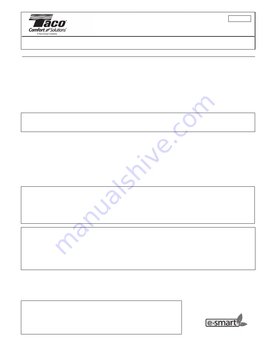 Taco LoadMatch L0410-Y6CI1-FHAN Instruction Sheet Download Page 1