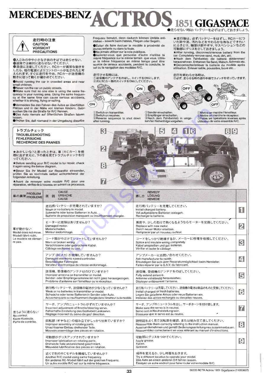 Tamiya mercedes-benz actros 1851 gigaspace Manual Download Page 33