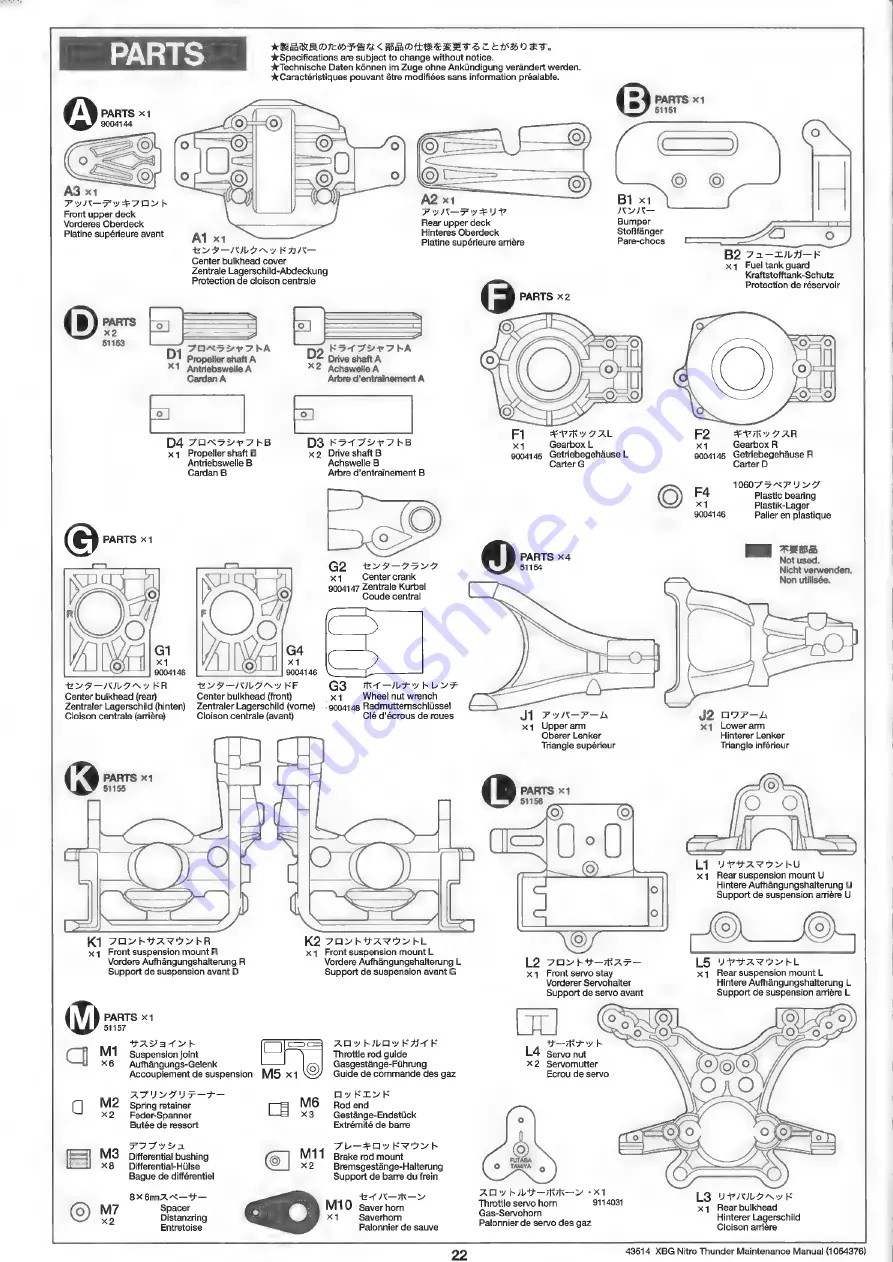 Tamiya Nitro Thunder NDF01 Manual Download Page 22