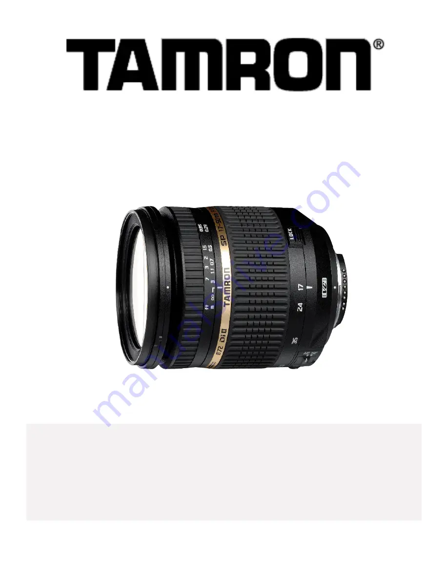 Tamron B005 Owner'S Manual Download Page 1