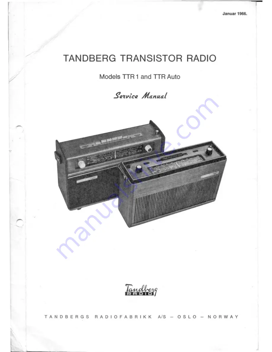 TANDBERG TTR1 Service Manual Download Page 1