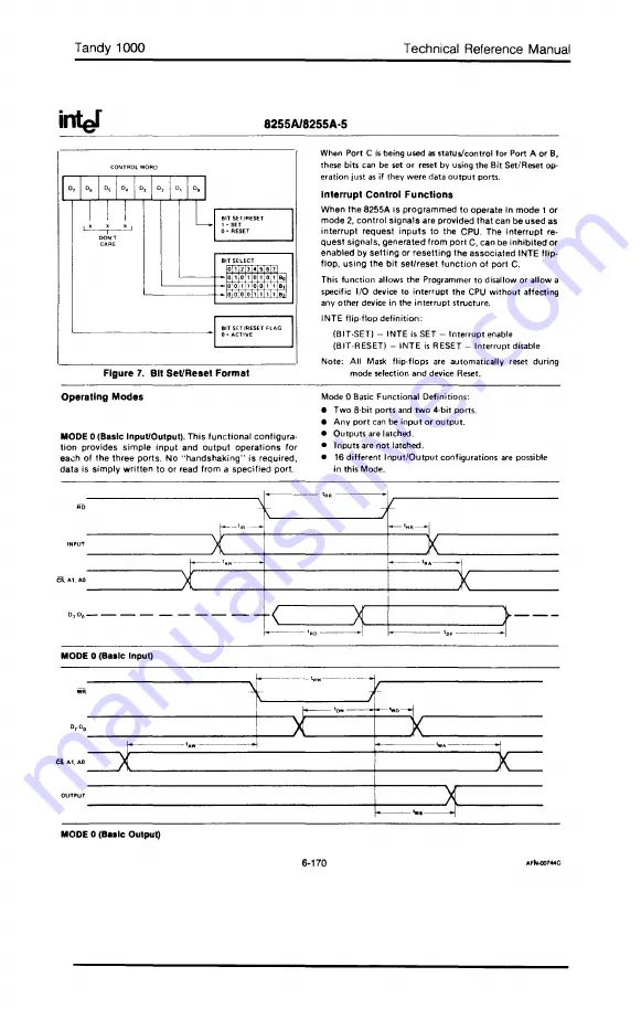 Tandy 1000 MS-DOS Technical Reference Manual Download Page 225