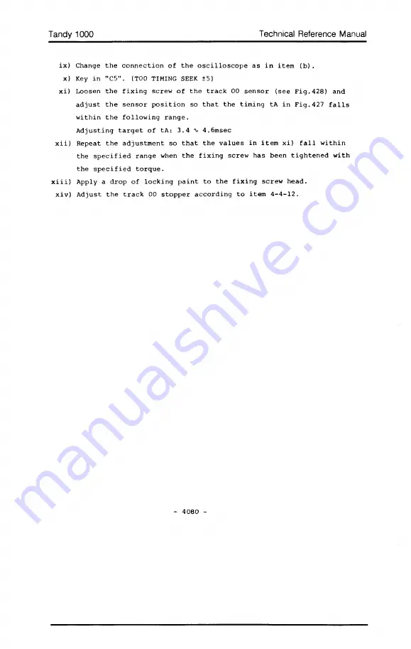 Tandy 1000 MS-DOS Technical Reference Manual Download Page 409