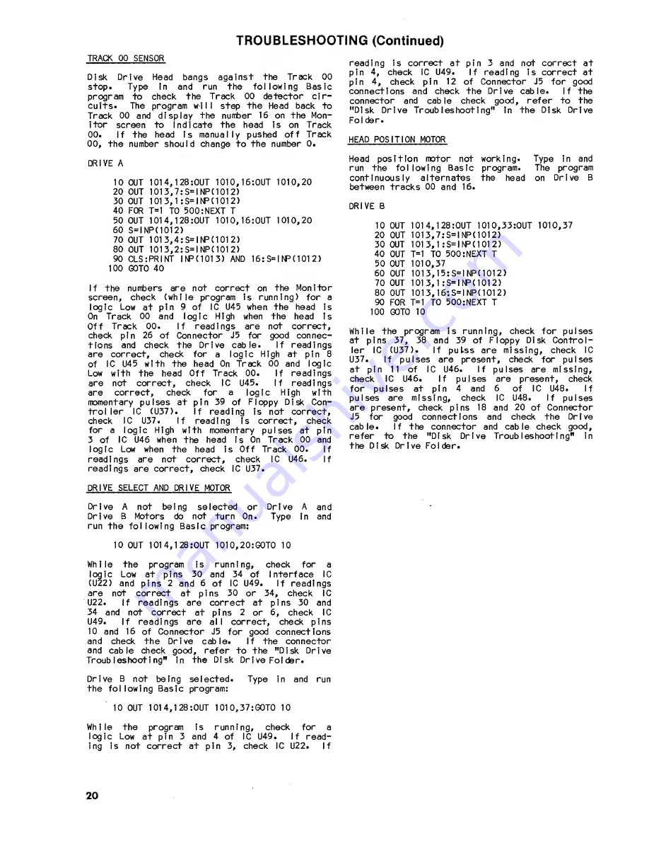 Tandy 1000SX Technical Service Data Download Page 31