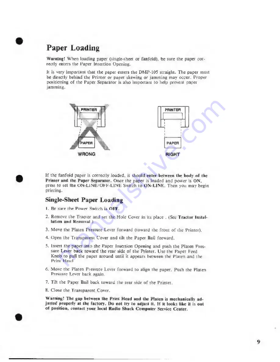 Tandy DMP-105 Operation Manuals Download Page 13