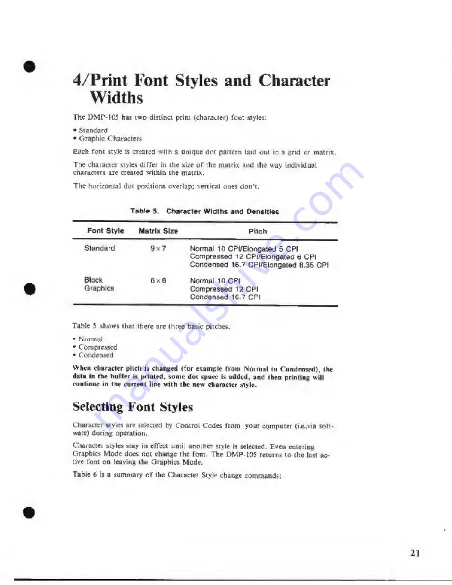 Tandy DMP-105 Operation Manuals Download Page 25